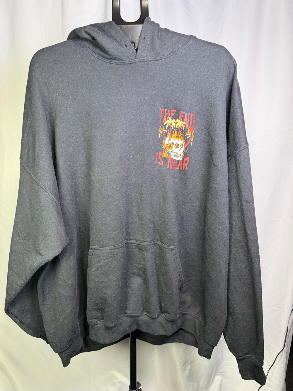 Black Graphic Pullover Hoodie - The End Is Near